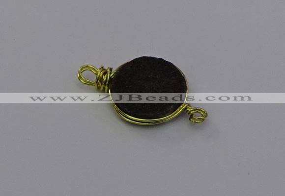 NGC5611 15mm - 16mm coin plated druzy quartz connectors wholesale