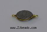 NGC5616 15*20mm oval plated druzy quartz connectors wholesale