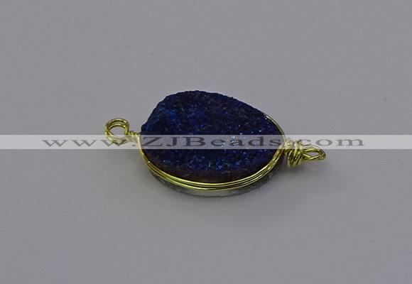 NGC5620 15*20mm oval plated druzy quartz connectors wholesale