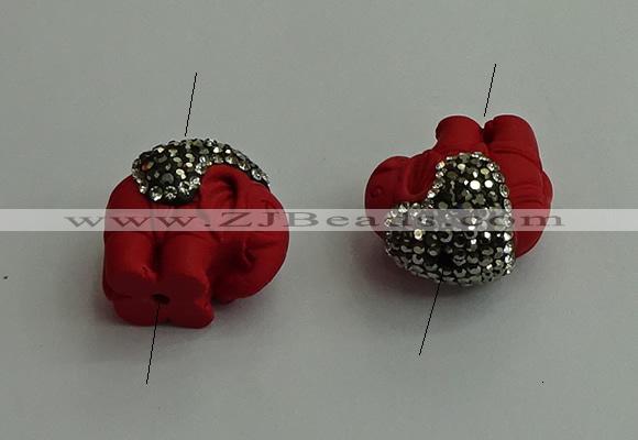 NGC6606 20*22mm carved elephant cinnabar connectors wholesale