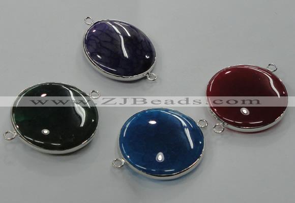 NGC78 30mm flat round agate gemstone connectors wholesale