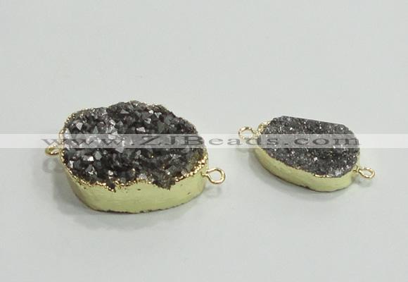 NGC868 15*25mm - 20*30mm freeform plated druzy agate connectors