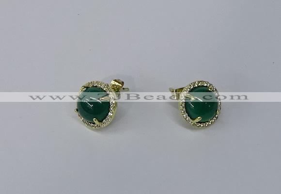 NGE180 10mm flat round agate gemstone earrings wholesale