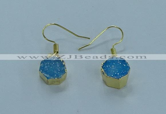 NGE334 9mm - 11mm freeform druzy agate earrings wholesale