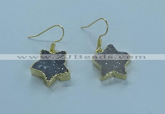 NGE345 14mm - 16mm star druzy agate earrings wholesale