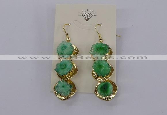 NGE396 10*32mm - 12*38mm druzy agate gemstone earrings