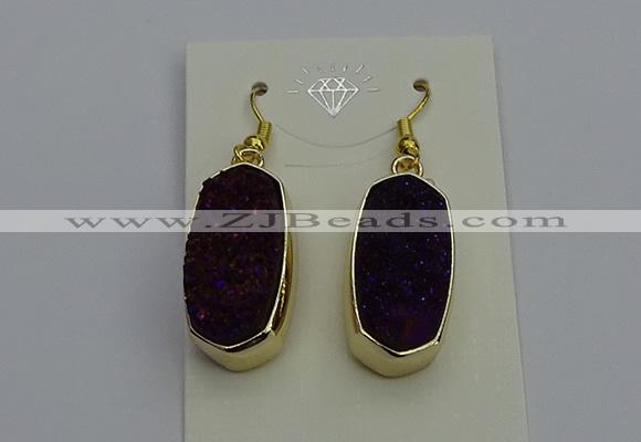 NGE5136 10*22mm - 12*25mm freeform plated druzy quartz earrings