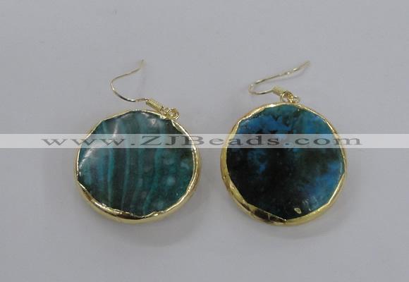 NGE58 30mm flat round agate gemstone earrings wholesale