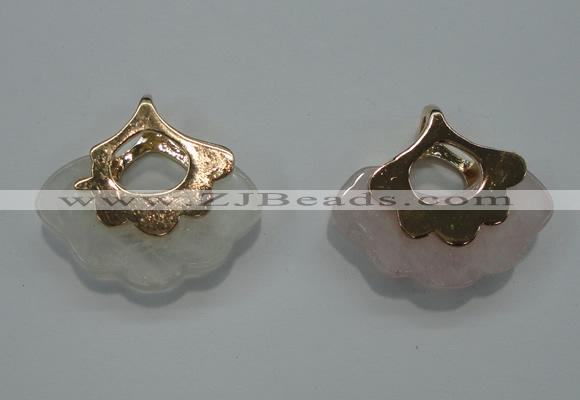 NGP1070 8*25*28mm rose quartz pendants with brass setting