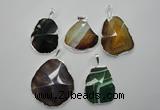 NGP1101 25*35 - 40*50mm freeform druzy agate pendants with brass setting