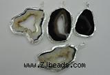 NGP1116 30*45 - 45*55mm freeform druzy agate pendants with brass setting