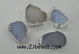 NGP1135 25*35mm - 40*45mm freeform druzy agate pendants with brass setting