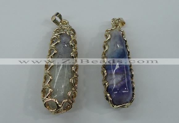 NGP1160 18*60mm - 20*65mm freeform agate pendants with brass setting