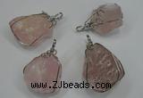 NGP1292 18*30mm – 25*35mm nuggets rose quartz pendants