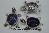 NGP1299 43*60mm tortoise agate pendants with crystal pave alloy settings