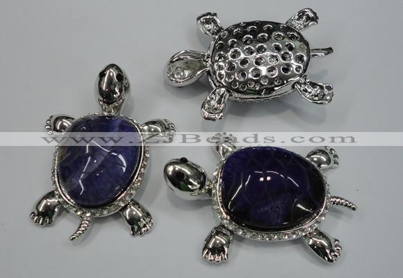 NGP1299 43*60mm tortoise agate pendants with crystal pave alloy settings