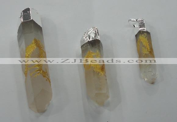 NGP1348 10*40mm - 15*80mm faceted nuggets white crystal pendants