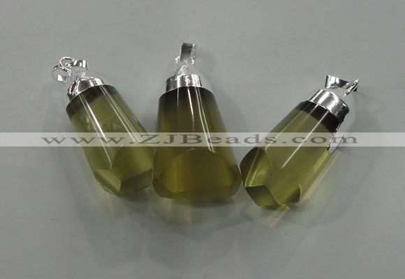 NGP1352 15*30mm - 18*40mm faceted nuggets lemon quartz pendants