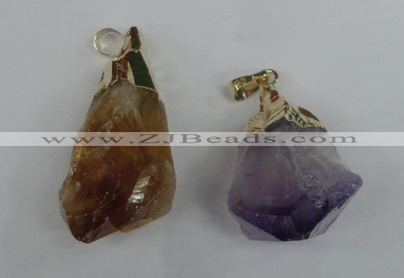 NGP1466 18*35mm - 20*45mm nuggets amethyst & citrine pendants