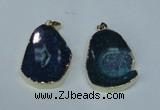 NGP1492 30*45mm - 40*50mm freeform plated druzy agate pendants