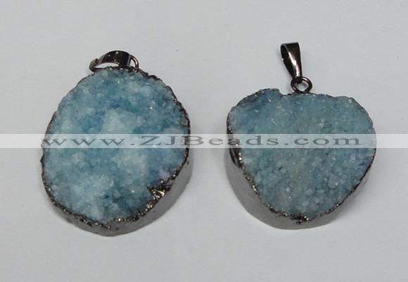 NGP1522 30*35mm - 30*40mm freeform plated druzy agate pendants