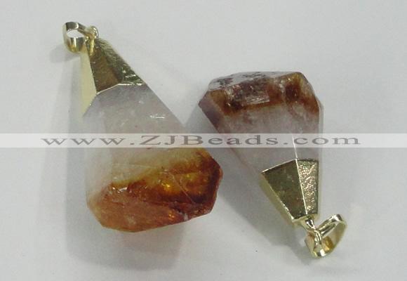 NGP1550 20*35mm - 25*45mm faceted nuggets citrine gemstone pendants