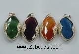 NGP1566 11*32*58mm marquise agate with brass setting pendants