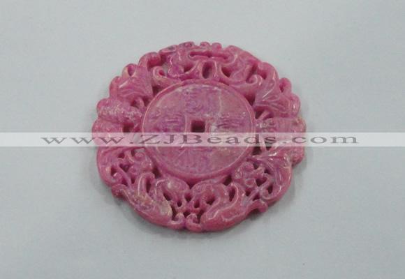 NGP1609 65*65mm Carved dyed natural hetian jade pendants wholesale