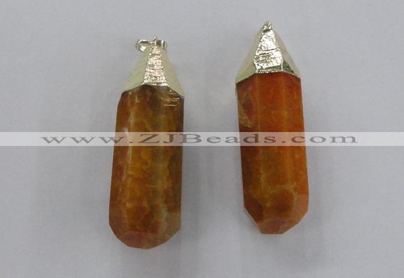 NGP1734 17*60mm faceted nuggets agate gemstone pendants wholesale