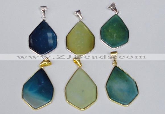 NGP1795 25*40mm freeform agate gemstone pendants wholesale