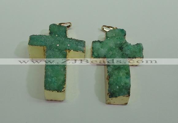 NGP1877 30*45mm - 32*50mm cross druzy agate gemstone pendants