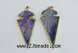 NGP1925 30*65mm arrowhead agate gemstone pendants wholesale