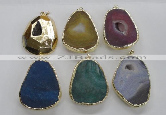 NGP1994 35*45mm - 40*50mm freeform plated druzy agate pendants