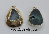 NGP1999 35*45mm - 40*50mm freeform plated druzy agate pendants