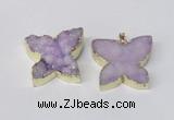 NGP2118 22*30mm - 25*30mm butterfly druzy agate gemstone pendants