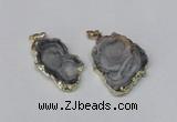 NGP2212 20*30mm - 35*35mm freeform plated druzy agate pendants