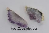 NGP2358 30*50mm - 30*65mm freeform druzy amethyst pendants