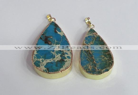 NGP2457 20*30mm - 30*35mm flat teardrop sea sediment jasper pendants