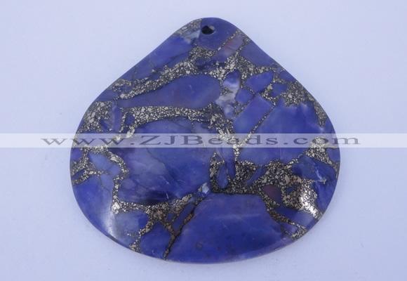 NGP247 42*44mm dyed golden turquoise & pyrite gemstone pendants