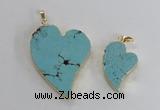 NGP2595 25*35mm - 35*45mm heart turquoise pendants wholesale