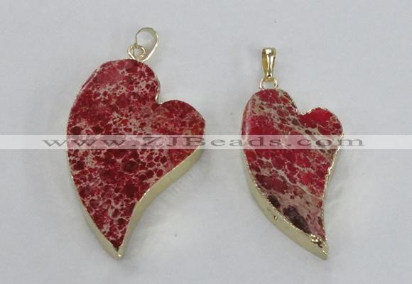 NGP2607 40*50mm - 50*70mm heart sea sediment jasper pendants