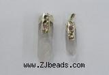 NGP2632 12*35mm - 15*40mm sticks white crystal & amethyst pendants