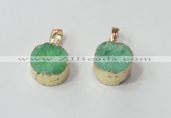 NGP2670 14mm - 15mm coin druzy quartz gemstone pendants
