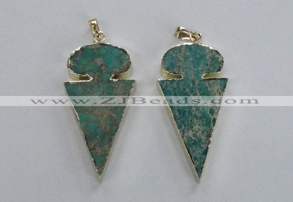 NGP2822 25*50mm - 27*55mm arrowhead sea sediment jasper pendants