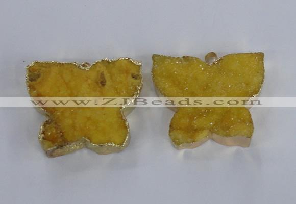 NGP2871 40*50mm - 45*55mm butterfly druzy agate pendants wholesale