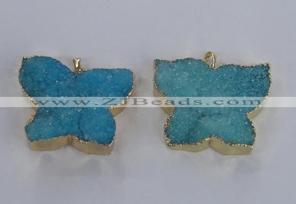 NGP2874 40*50mm - 45*55mm butterfly druzy agate pendants wholesale