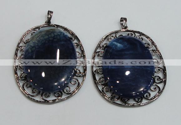 NGP2972 50*60mm oval agate gemstone pendants wholesale