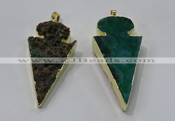 NGP3055 25*50mm - 28*55mm arrowhead agate pendants wholesale