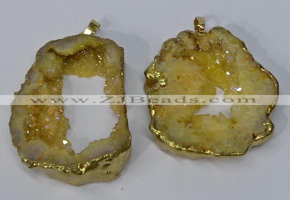 NGP3136 25*35mm - 40*50mm freeform plated druzy agate pendants