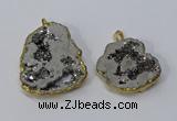 NGP3145 25*35mm - 40*50mm freeform plated druzy agate pendants